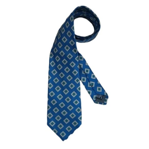 GIANFRANCO FERRE Blue Geometric Silk Tie ITALY 57"/ 3.5" EC - Picture 2 of 7